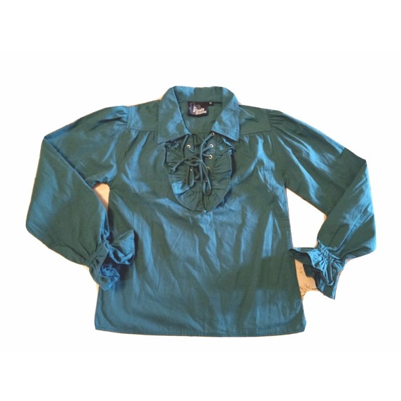 The Pirate Dressing Child's Dark Green Full Sleeves Buccaneer Shirt Size M - Picture 1 of 2